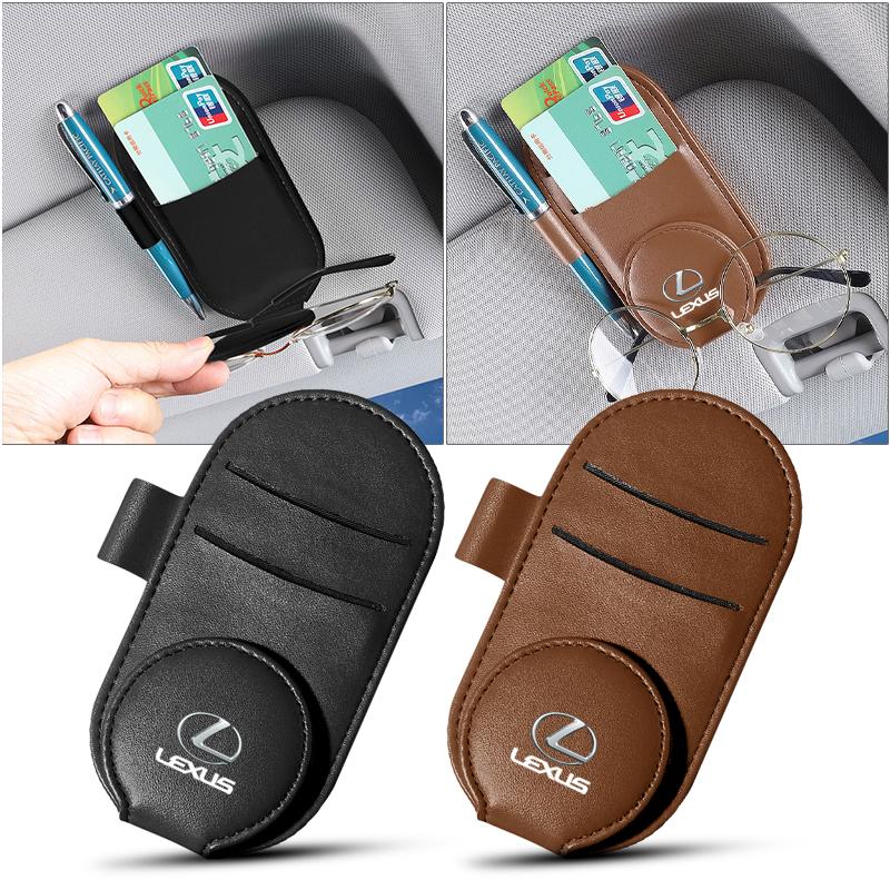 Hot New Leather Car Styling Car Glasses Clip Sun Visor Multi-function Sunglasses Clip For Lexus ES