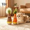 Stable Wobble Toy for Pets Wooden Cat Toy, Self-Righting Tumbler with Feather Indoor Cats, Interactive Plush Durable Exercise Punching Bag Solid Wood