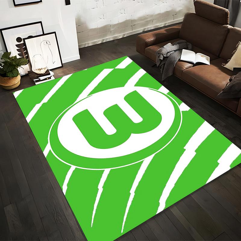 Green Logo Design Non-slip Rug Suitable for Living Room and Bedroom Sofas.