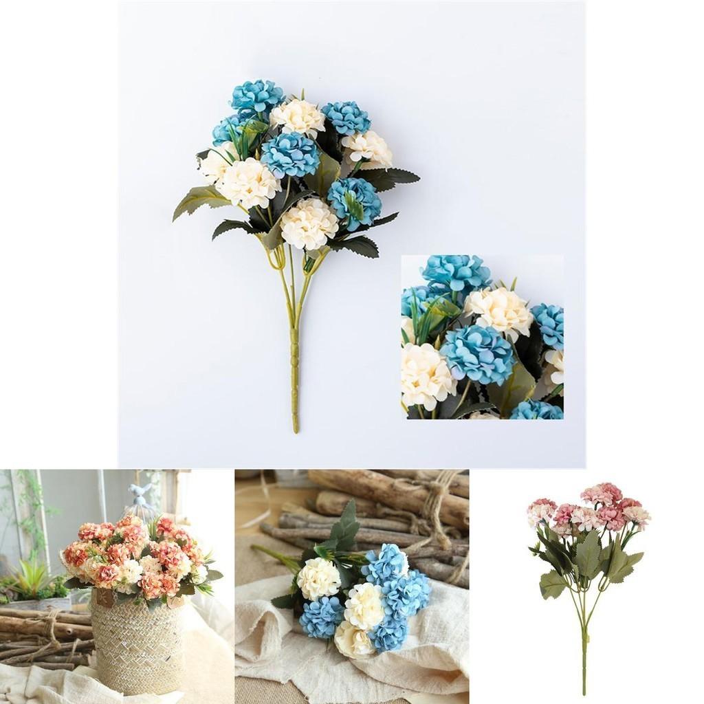 Luxurious 10 Heads Artificial Silk Hydrangea Fake Flowers For Stylish Interior Decoration