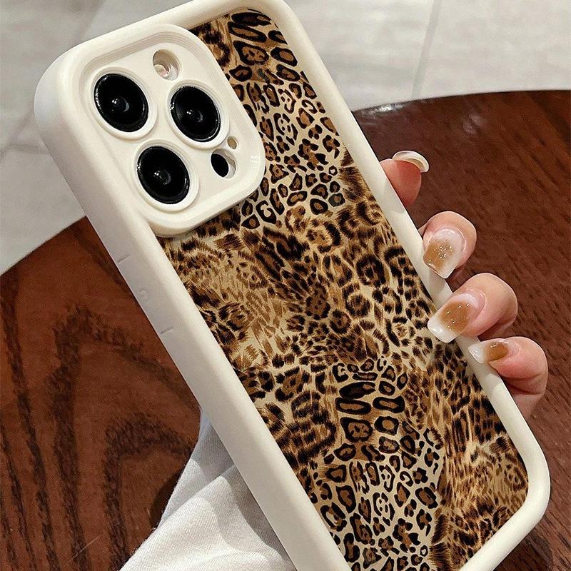 Чехол для мобильного телефона iPhone15Pro с принтом леопарда и тигра, Apple 14, полностью закрывающий края, 11/12/13, противоударный, 16, мягкий силикон