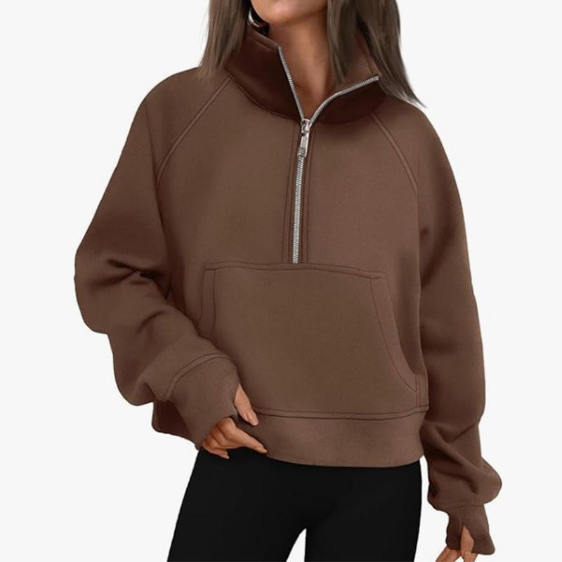 Women's Plus Size Autumn and Winter Loose Jacket Zipper Long Sleeve Sweatshirt