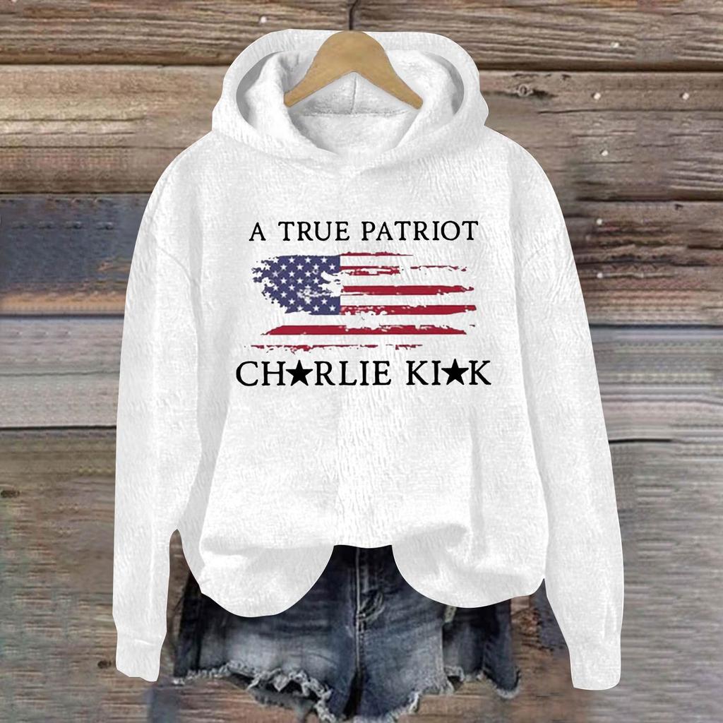 Ladies Fashion Casual Long Sleeve Printed Round Neck Hoodie Pullover Top