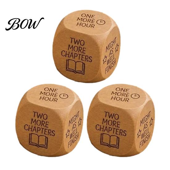 Reading Motivation Gadget Wooden Decision Dice, 6-Sided Wood Engraved Quotes Prompt, Natural Tool Charm, Fun Companion Book Lover Habit