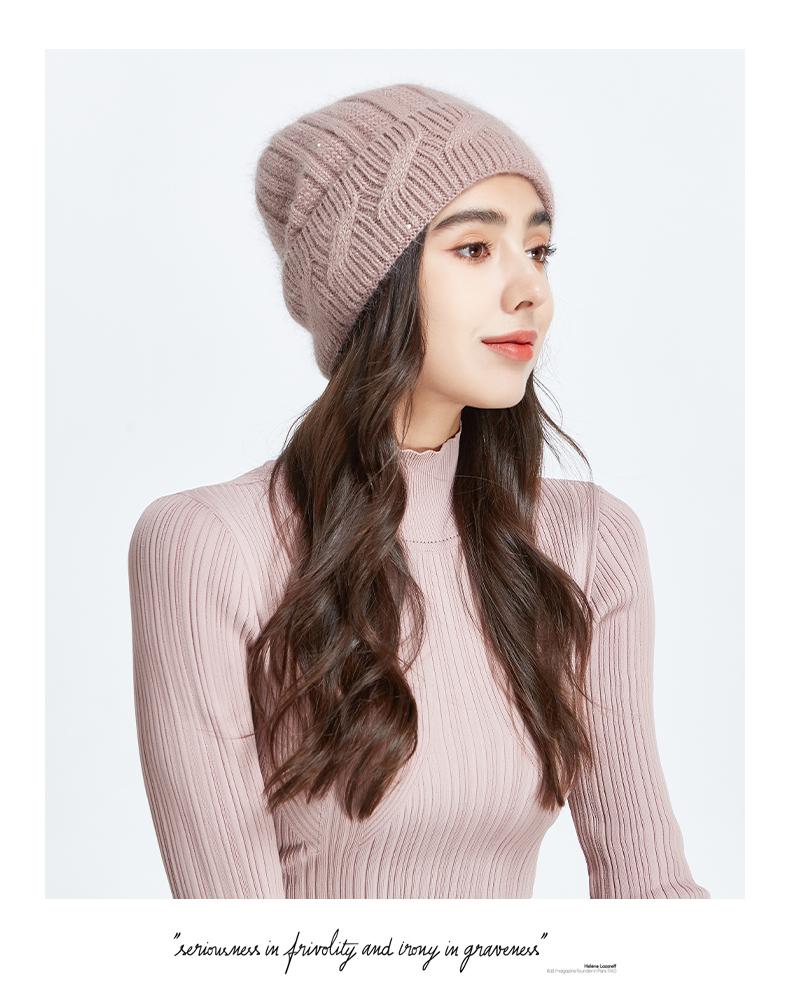 ELLE Women's Sequined Twisted Flower Ear Protection Cold Hat