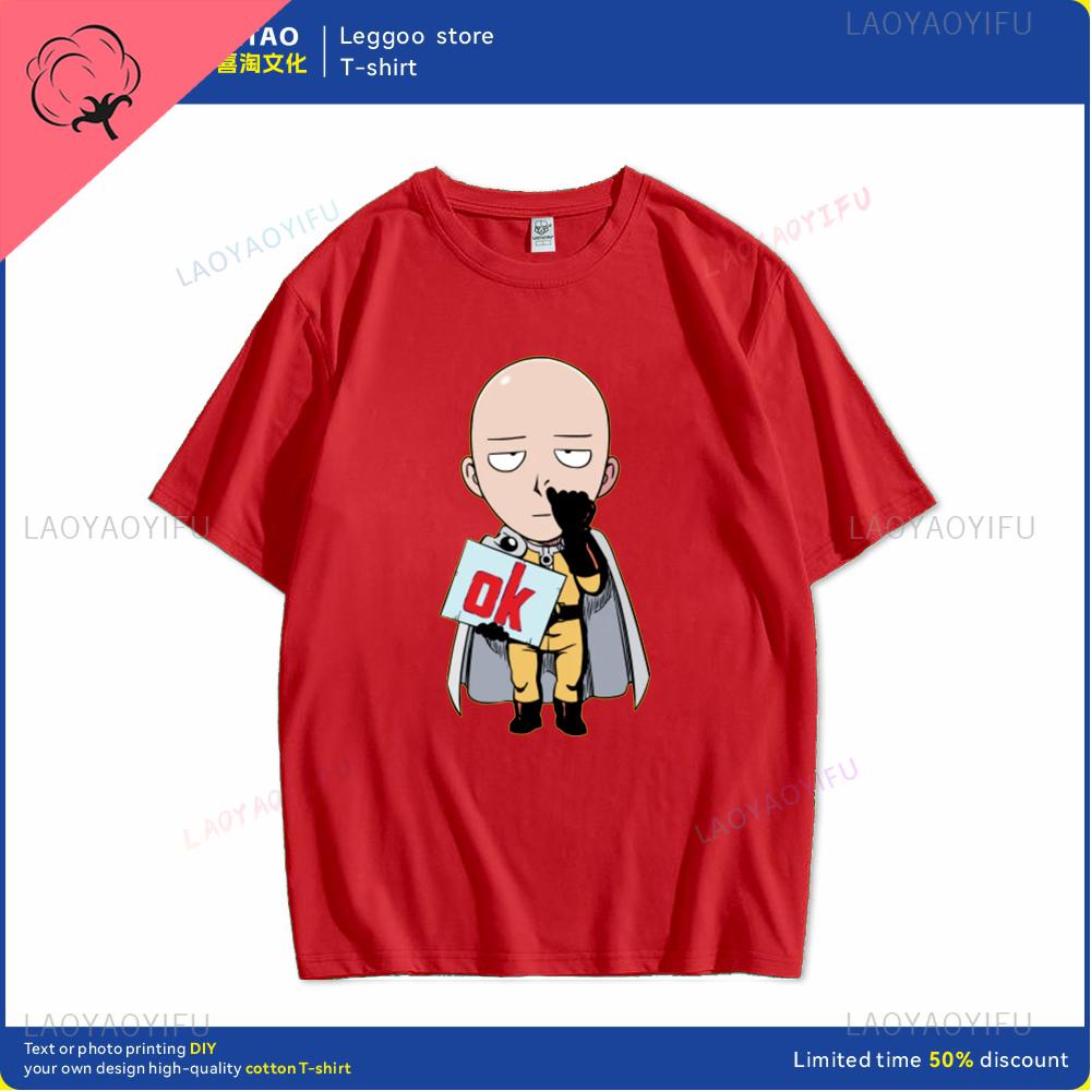 One punch man says Ok cartoon hip hop crew neck casual fashion street wear trend summer comfortable men women universal Tshirt