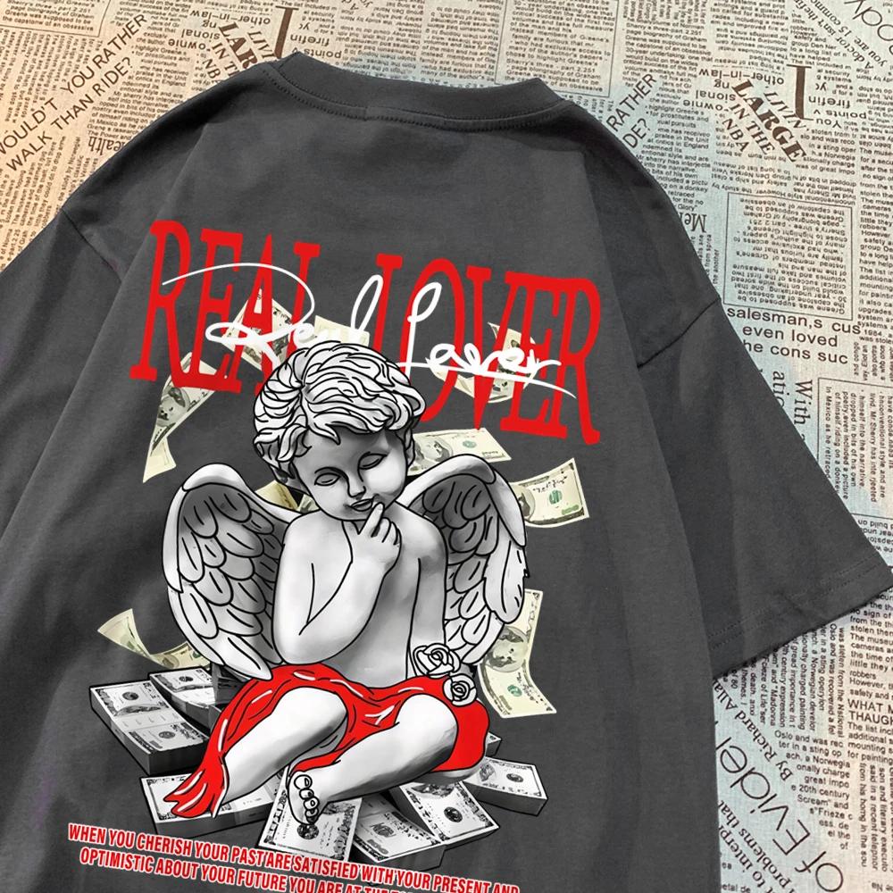 Футболки Real Lover Financial Freedom для мужчин и женщин из хлопка, свободные футболки с круглым вырезом, удобные футболки, летние дышащие топы для пар