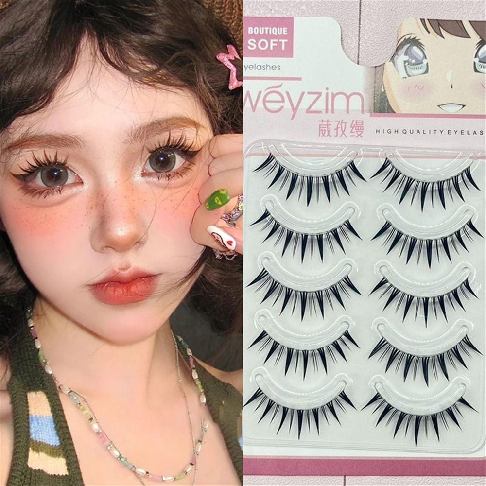 5 Pairs Dramatic False Eyelashes Japanese Cosplay Wet Spiky Lashes for Women Girls