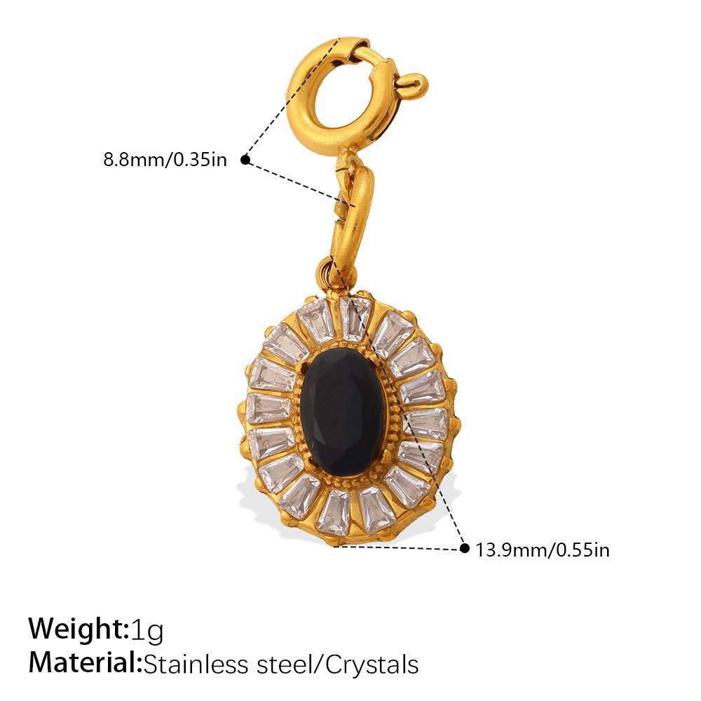 Light Luxury Geometric Square Color Zircon Jewelry Clasp Pendant, 18K Gold Plated Stainless Steel DIY Charm