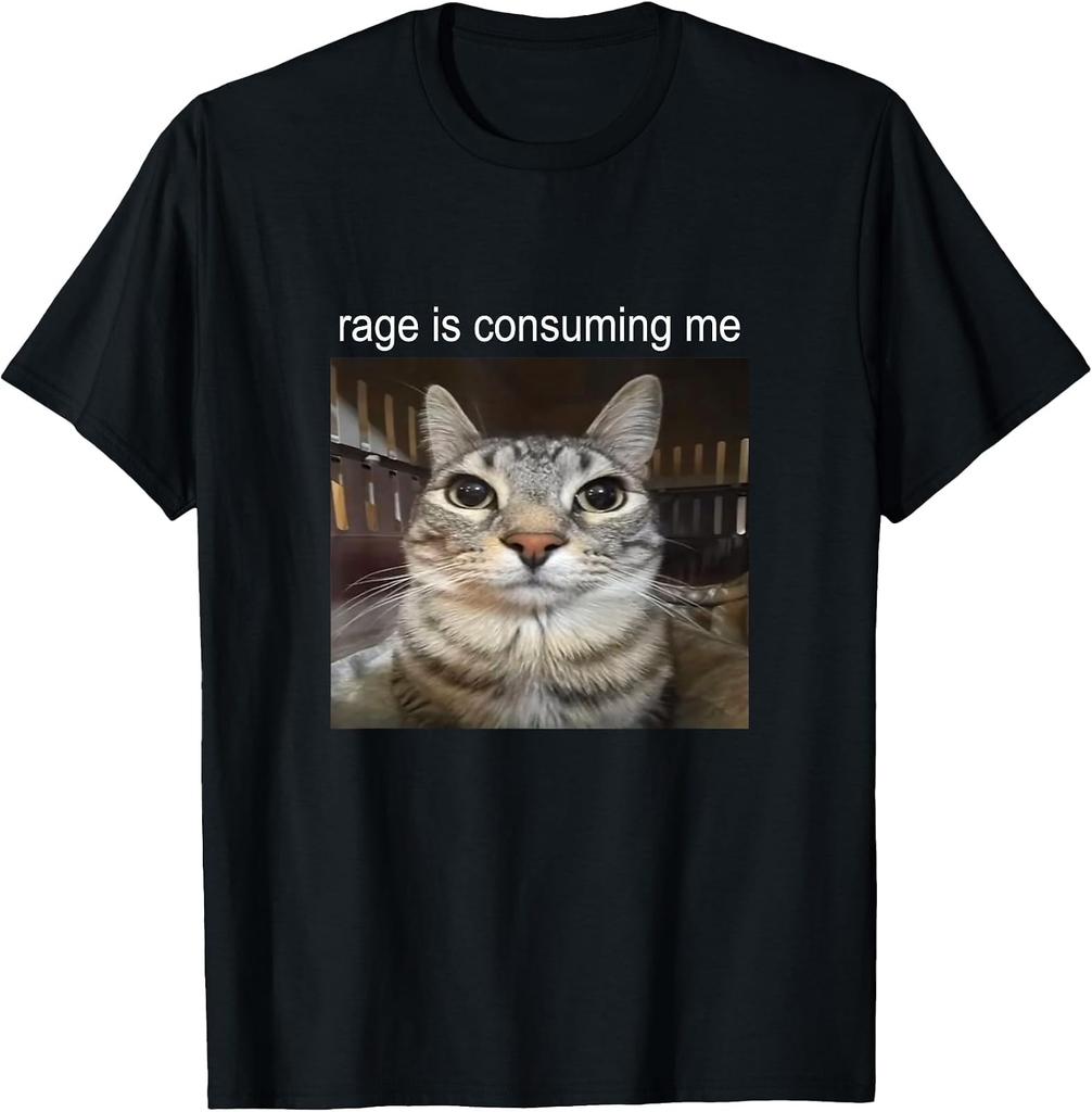 Funny Cat Meme T-Shirt - "Rage is Consuming Me" Design