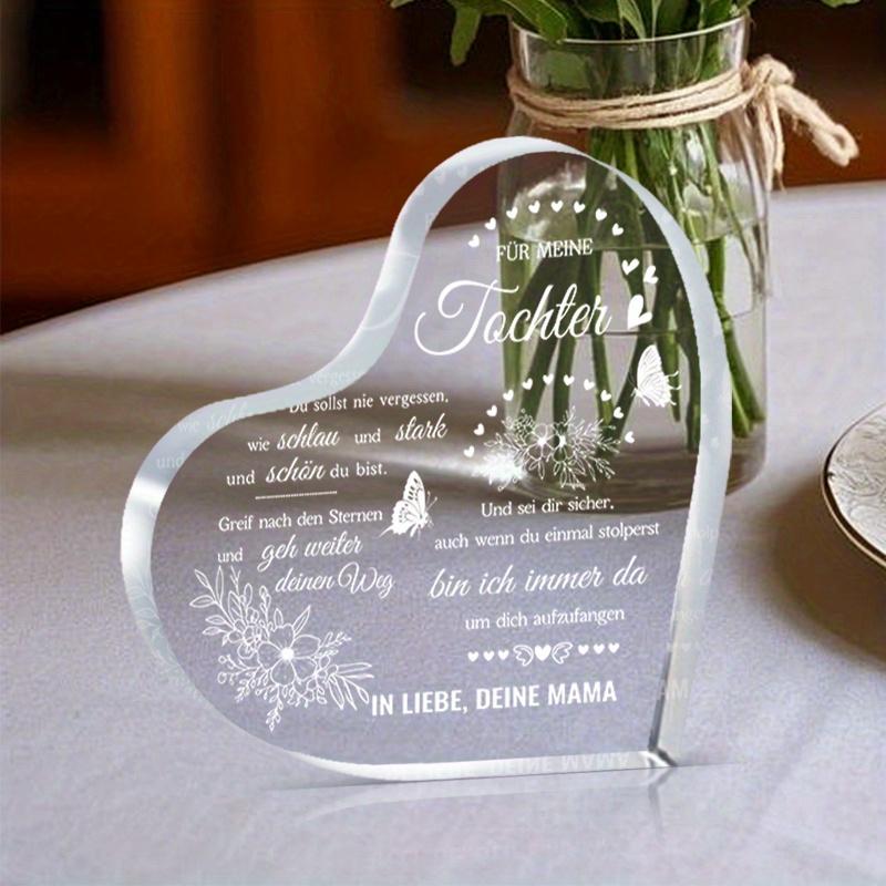 2D Flat, Heart-Shaped Acrylic Desktop Decor Plaque, Floral Design, Home Decor Plaque Hanging Wall Art Decorative Garden Decoration for Room Door Signs