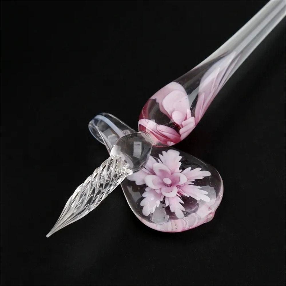 Filling Ink Floral Dip Pen Signature Dipping Ink Pen Elegant Glass Fountain Pen Students Gifts