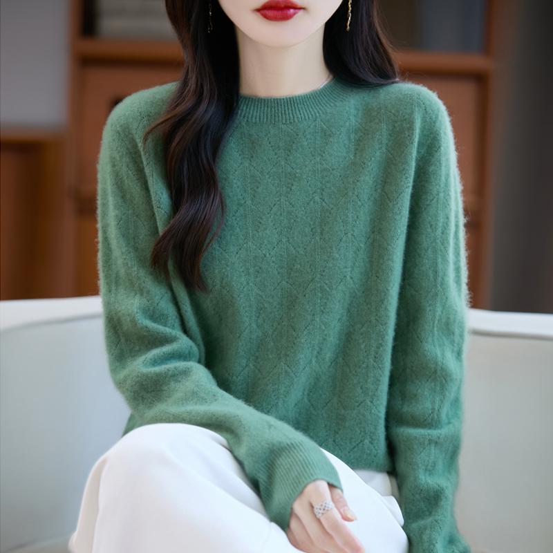 Women's Cashmere Sweater Qinghe Cashmere 30% Cashmere 70% Wool Autumn and Winter Pullover Warm and Fashionable