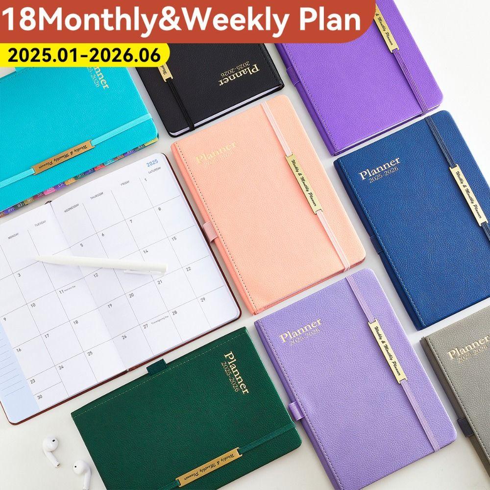 With 2 Pieces Stickers Hardcover Calendar A5 Size Weekly & Monthly Planner  Students