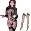 Sexy Shiny Bondage Extreme Cosplay High Leg Leotard Lingerie Babydoll Underwear Black Stockings Fishnet Tights Set Costume Queen Erotic [MORApink]