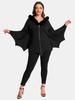 Rosegal Plus Size Fur Neck Cross Zipper Bat Wing Hooded Coat