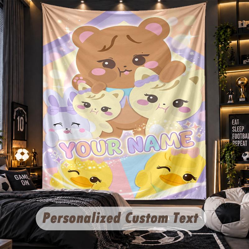 Personalized Wall Tapestry,BLACKPINK Custom Printed Name, Fabric Wall Art For Indoor Room Backdrop