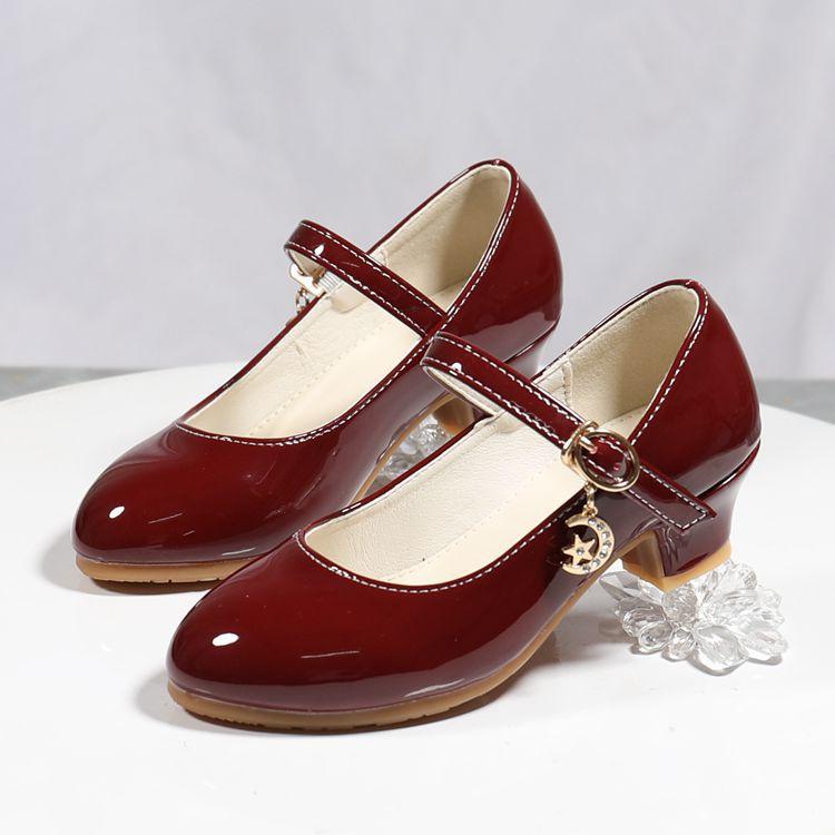 Детские туфли из кожи для девочек, белые туфли принцессы на высоком каблуке для детей, платья для выступлений, сандалии для танцев для студентов