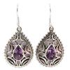 [Q5671] - Handmade Silver 'Sissi' Amethyst Earrings - 25x18 Mm