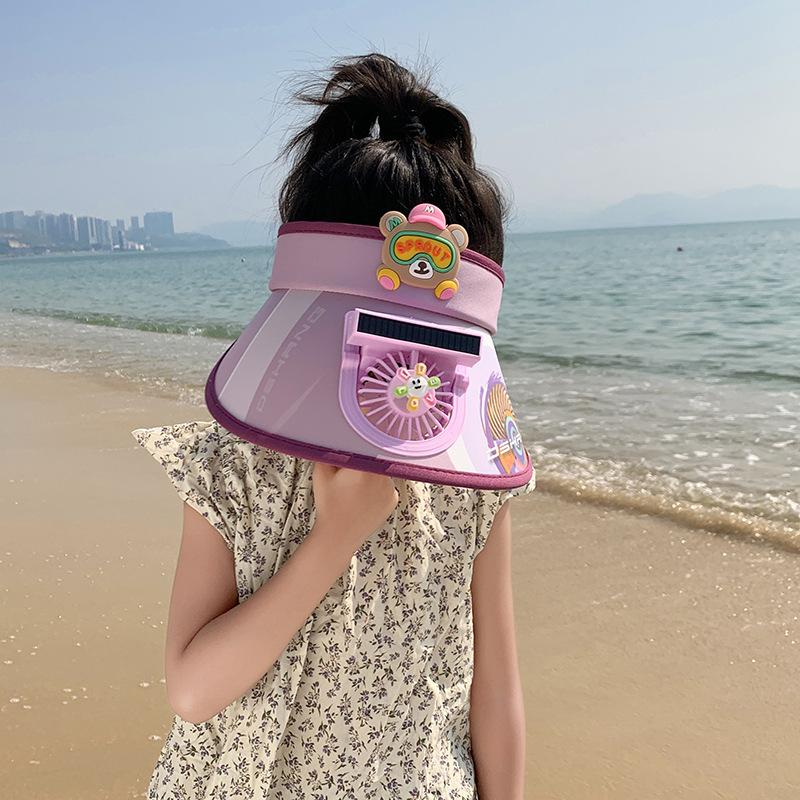 Children's Fan Hat Summer Travel New Style Lights Sun Protection Top Hat Men and Women Casual Cartoon Sun Hat Trend
