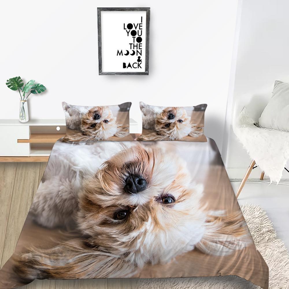 Новая мода 3D одеяла с принтом собак Loverly Комплект постельного белья Чехол Высококачественный чехол для постельного белья Роскошный домашний текстиль Полиэстер