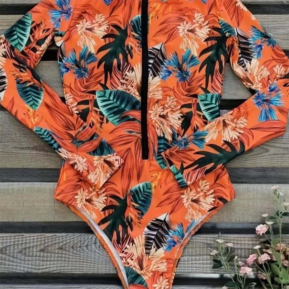 Слитный купальник с длинным рукавом для отпуска, пляжа, защиты от солнца, стройнящий, большого размера