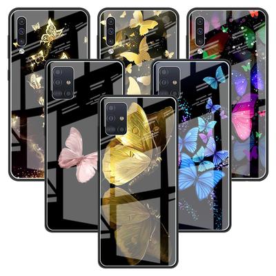 Чехол из закаленного стекла с бабочкой для iPhone Samsung Galaxy OnePlus Oppo Xiaomi Redmi Note SA 7 8 9 10 11 12 13 14 20 21 22 53 Pro Max Plus Ultra