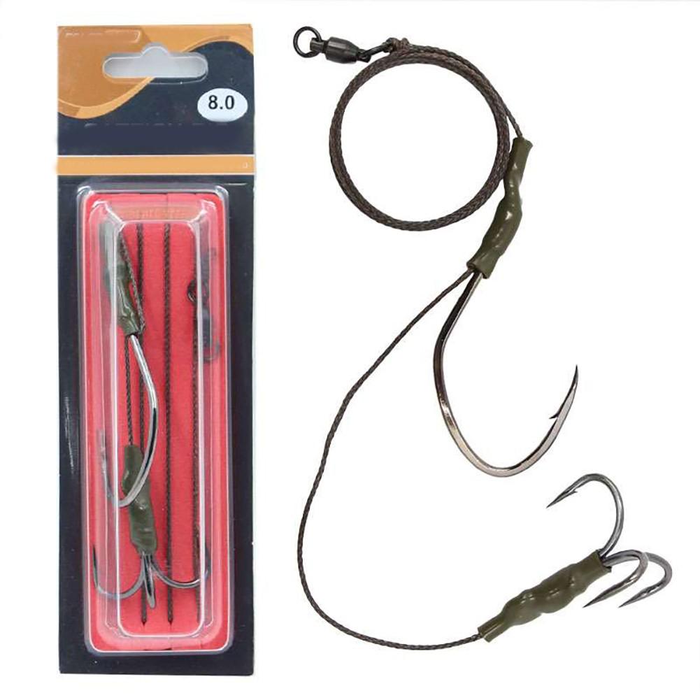For Catfish Rig with PE Line 100cm and Carbon Hooks for Freshwater