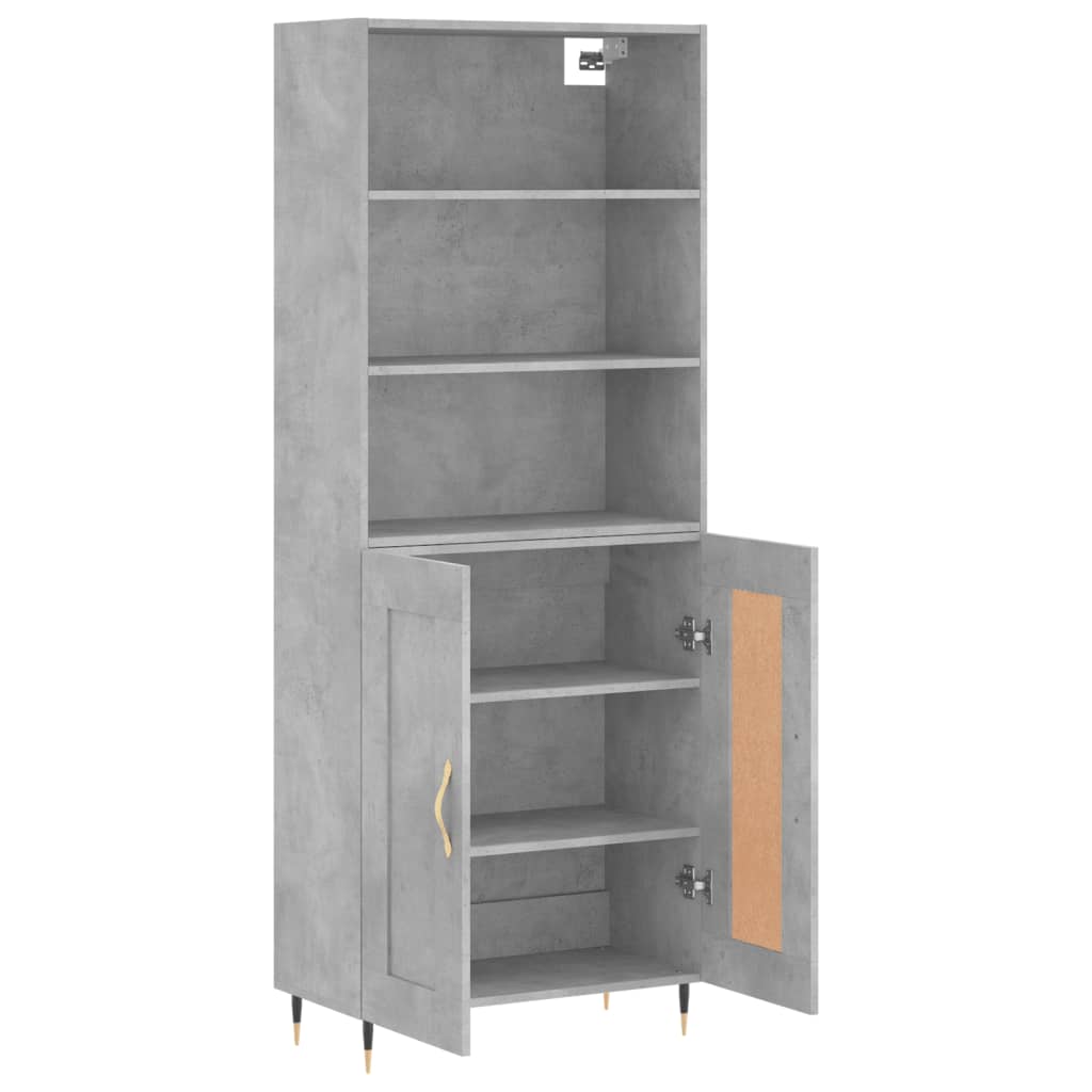 Vidaxl Witrynka, Szarość Betonu 69,5X34X180 Cm Materiał Drewnopochodny