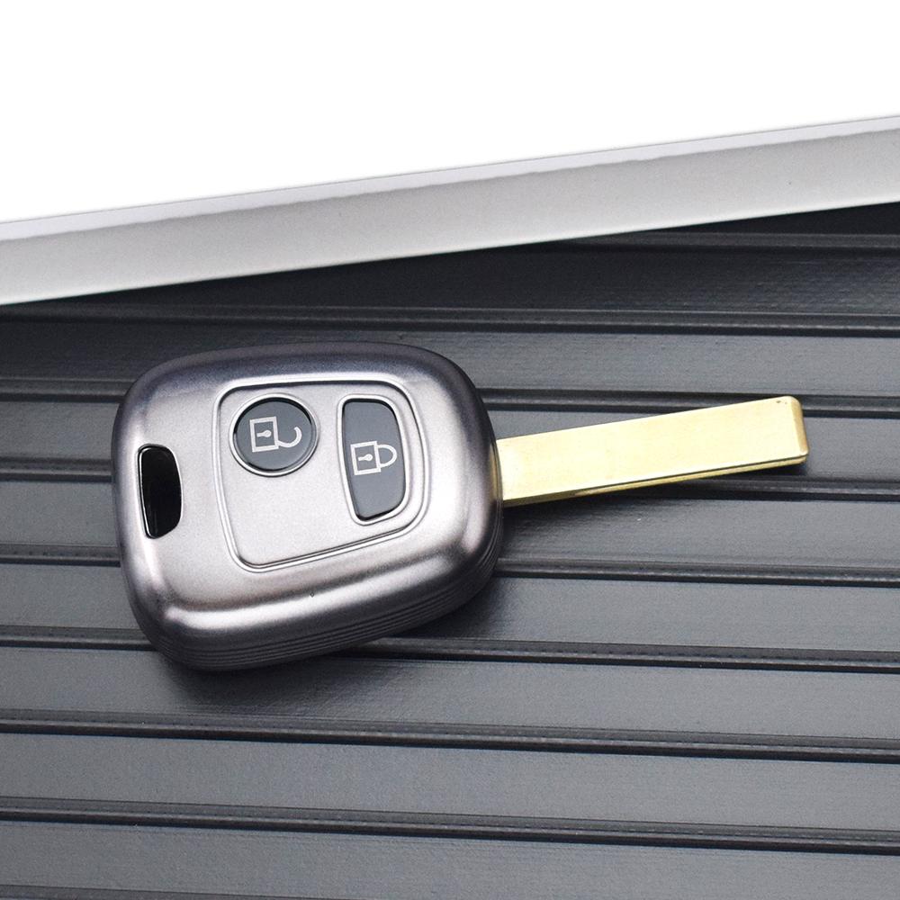 Чехол для ключа автомобиля из ТПУ цвета «оружейный серый» Держатель брелока для Citroen C2 C1 C3 Berlingo Xsara Для Peugeot 206 207 107 307 406 для Toyota Aygo Corolla