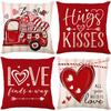 Pillowcase Valentine's Day Linen Print Sofa Decorative Cushion Cover