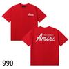 990 Amiri 2025 Summer New Men's and Women's Loose High Quality Cotton Plus Size T-shirt Couple T-Shirt Simple Logo Printing