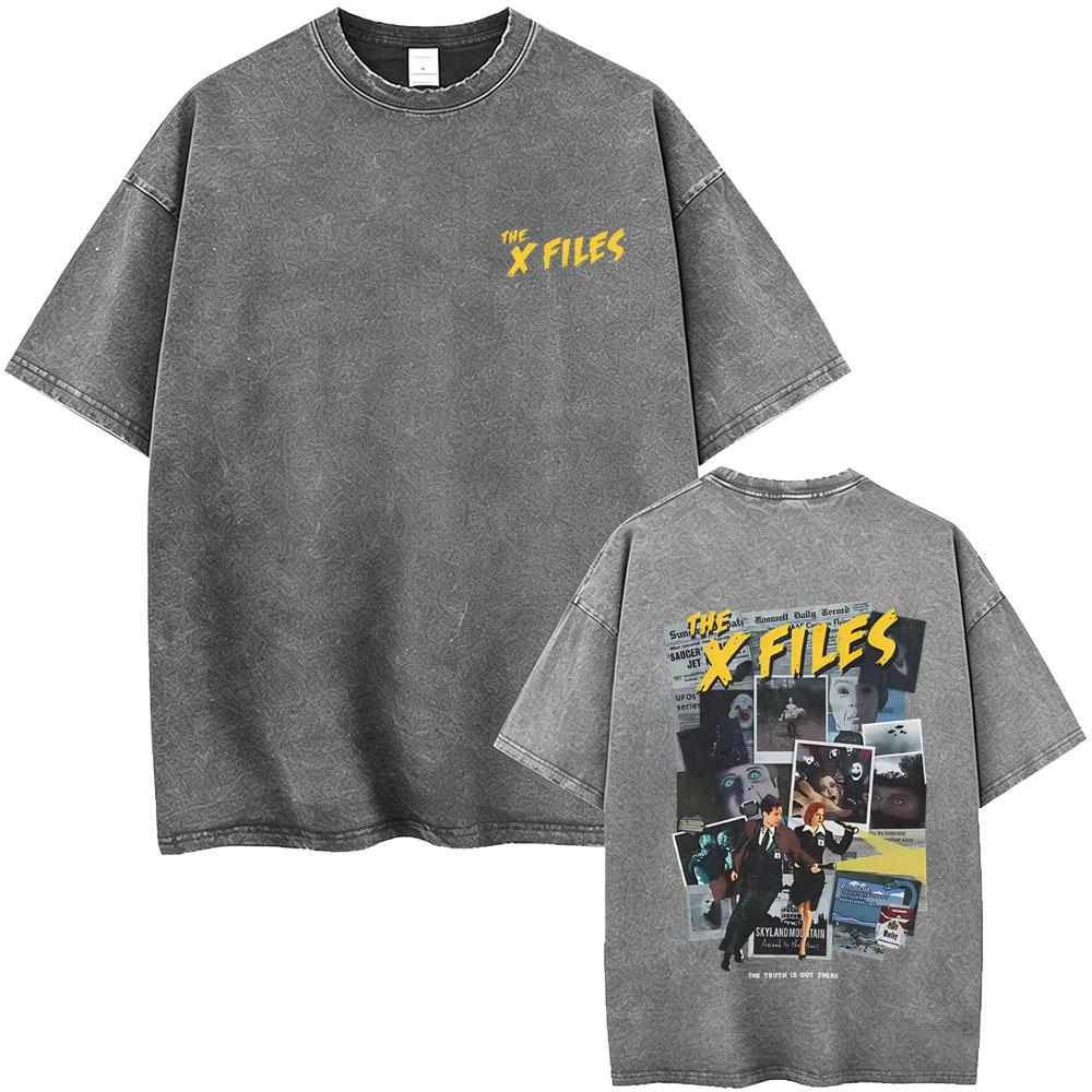 Washed Vintage Movie The X Files All The Taglines The Truth Is Out There Graphic Tshirt Mens Women Casual Cotton Retro T Shirt