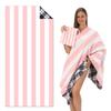 Double-Sided Plush Beach Towel With Color-Block Vertical Stripes Quick-Dry Sand-Resistant Large Size Swimming Pool Vacation