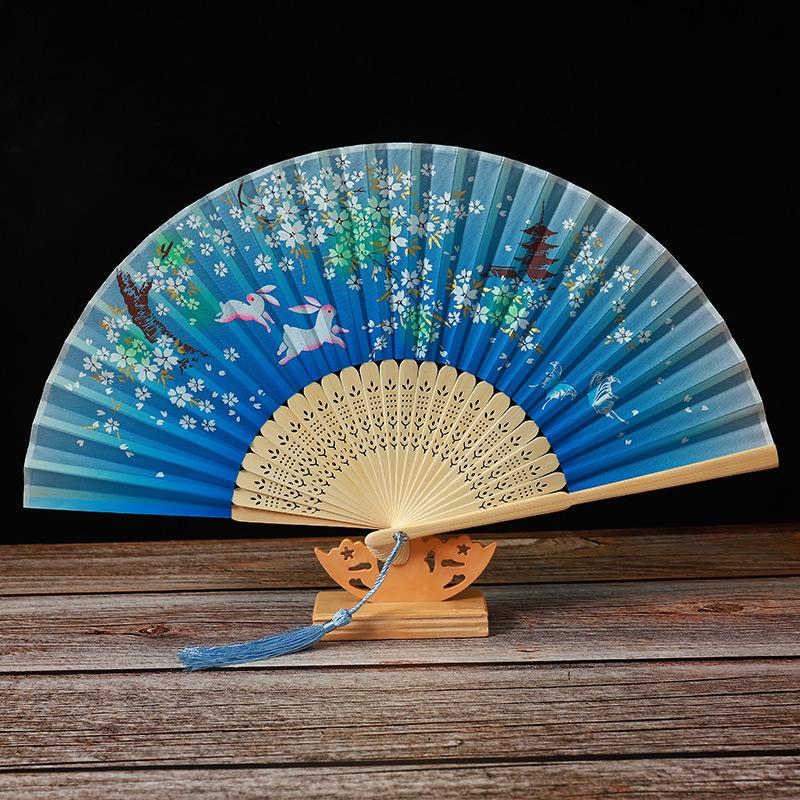 Складной веер из бамбука, дизайн Green Smile, элегантный женский танцевальный веер, идеальный подарок для студента