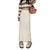 Women Maxi Skirt Elastic High Waist Hip Wrapped Long Skirt Solid Color Casual Knitting Skirt Daily Wear