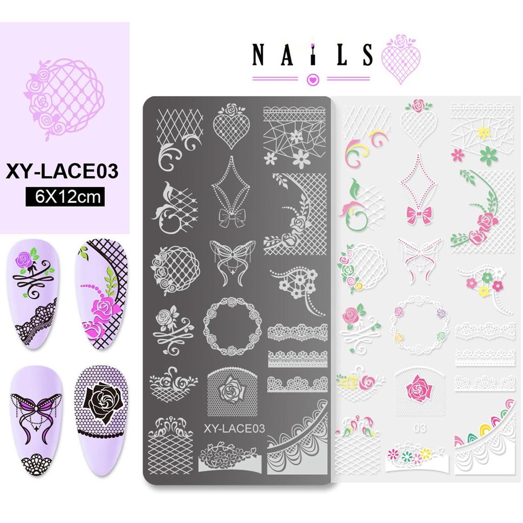 Французский стиль ногтей штампованные пластины кружево нержавеющая сталь трафареты печать на ногтях маникюрные инструменты для штамповки
