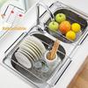 Stainless Steel Drain Basket Sink Multifunctional Telescopic Dish Drain Rack Fruit and Vegetable Tableware Storage Rack Kitchen Rack
