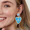 Pinkdudu New Fashion Blue Heart Devil's Eye Drop Earrings Exaggerated Creative Red Green Earring for Women Jewelry PD1244