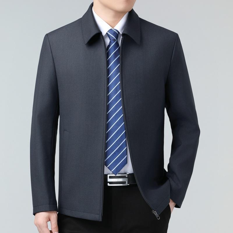 Мужская шерстяная куртка среднего возраста, осенняя новинка, повседневная куртка с лацканами для папы, для бизнеса и государственных служащих, универсальный верх