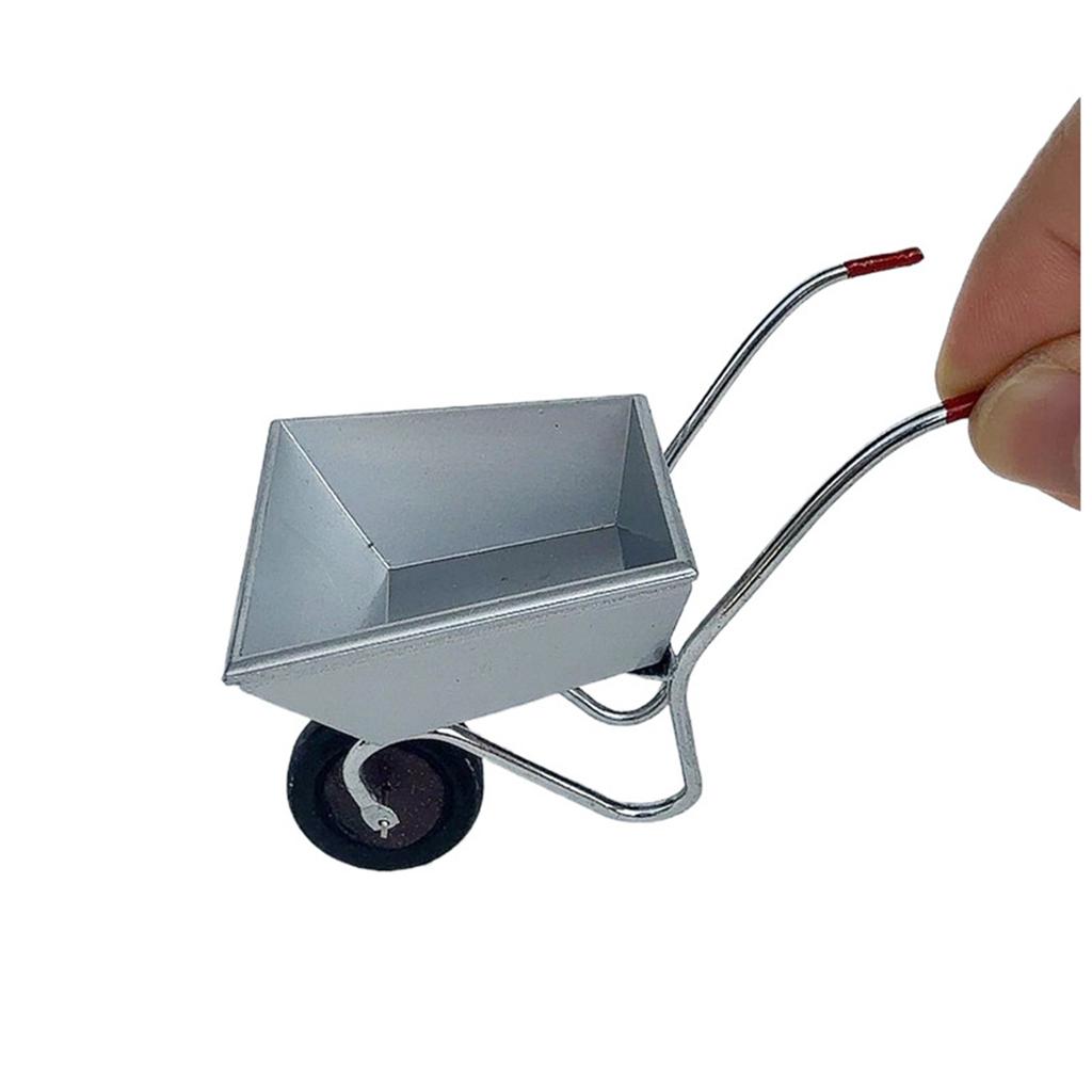 1/12 Scale Miniature Iron Garden Cart Model Figure For Outdoor Dollhouse Scene And Creative Landscaping Accessory