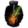 Guitar Pattern 3d Printing Spring Fall Men's Hoodie Fashion Personality Street Trend Creative Loose Comfortable Classic Pullover