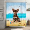 Beach-Themed Shower Curtain: Adorable Chihuahua Print In Multicolor Perfect For Bathroom Decor Easy Installation Quick Dry Fabri