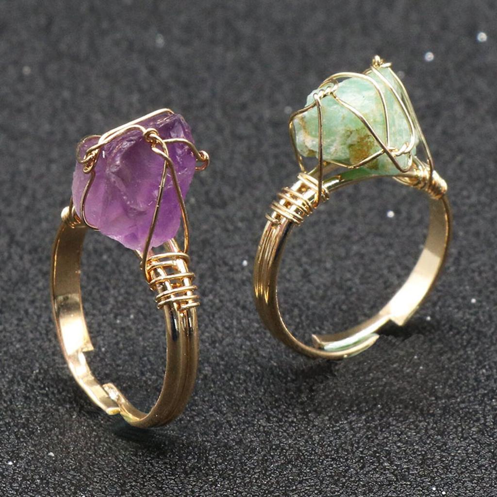 Women Ring Natural Stone Crystal Winding Adjustable Ring Charms For Elegant Women Love Romantic Birthday Gift