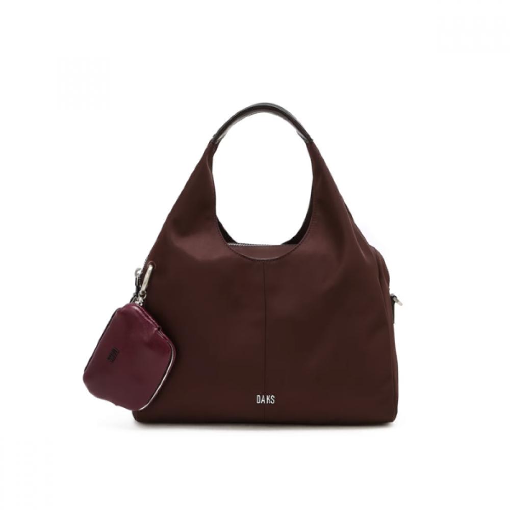 DakS Burgundy Leather Nylon Tote Bag S Dcba6f030d2