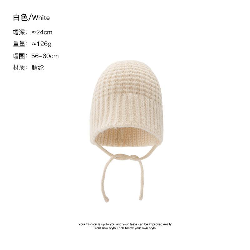 Осень и зима новая универсальная вязаная шапка с лямками женская теплая и холодная шапка для защиты ушей показывает лицо маленькая модная шерстяная шапка