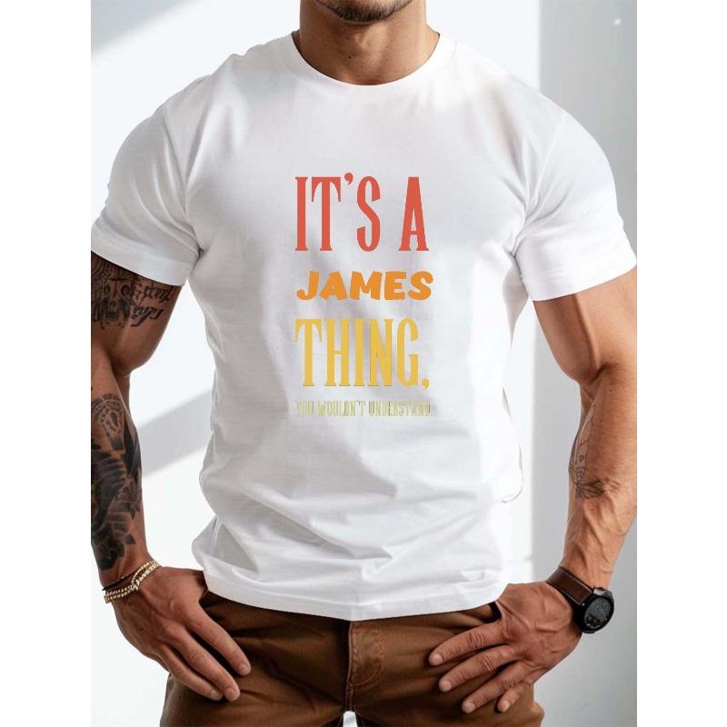 Мужская футболка большого размера с принтом LETTER JAMES THING, Повседневная модная футболка, Рубашка с коротким рукавом и круглым вырезом в уличном стиле