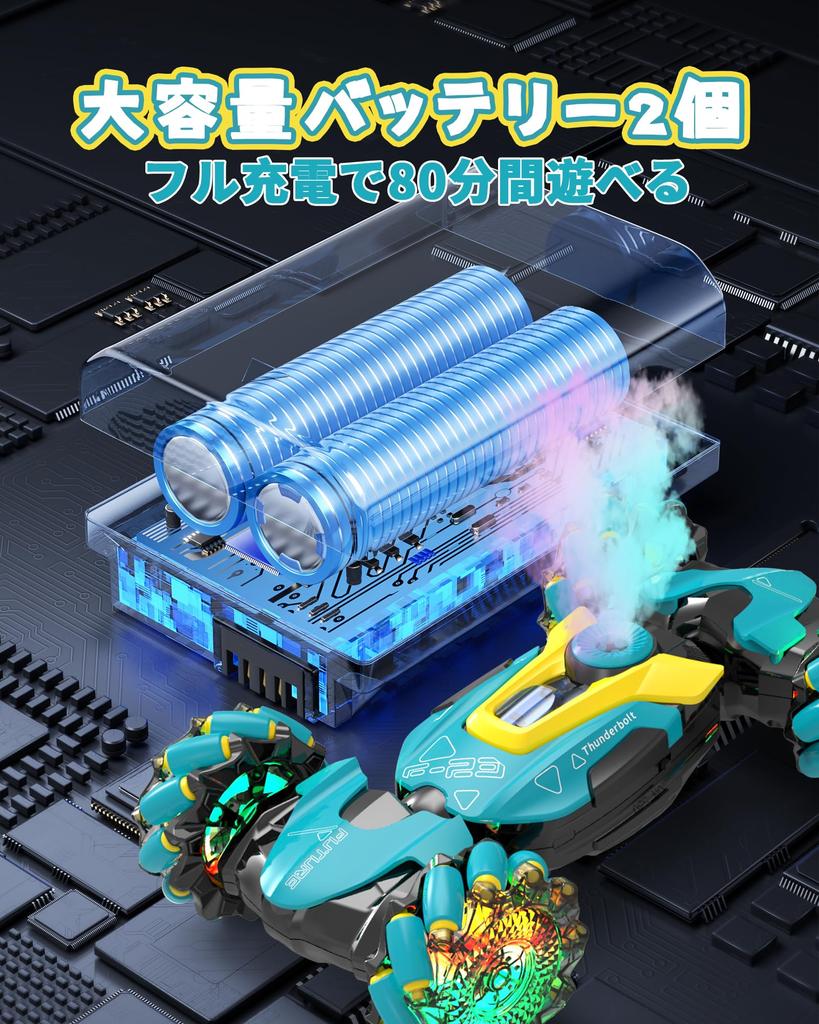 DEERC RC Car for Kids, Off-Road Stunt Car, Remote Control Toy, 4-Wheel Drive, Two Control Methods, Programmable, 80 Minutes of Operation Time,