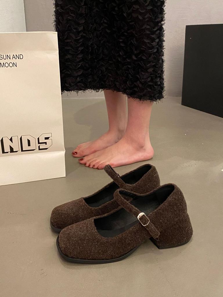 French Mary Jane Single Shoes Women's 2025 Spring New British Style Thick Heel Late Evening Wind Temperament High Heel Small Leather Shoes Women