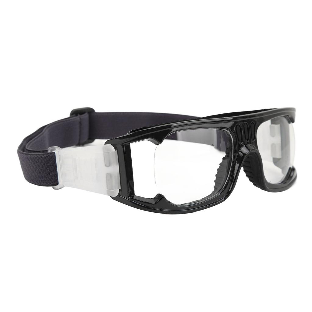 Sports Goggle Impact Resistant Fog Proof Safety Basketball Glasses with Adjustable Band for Running Cycling Black